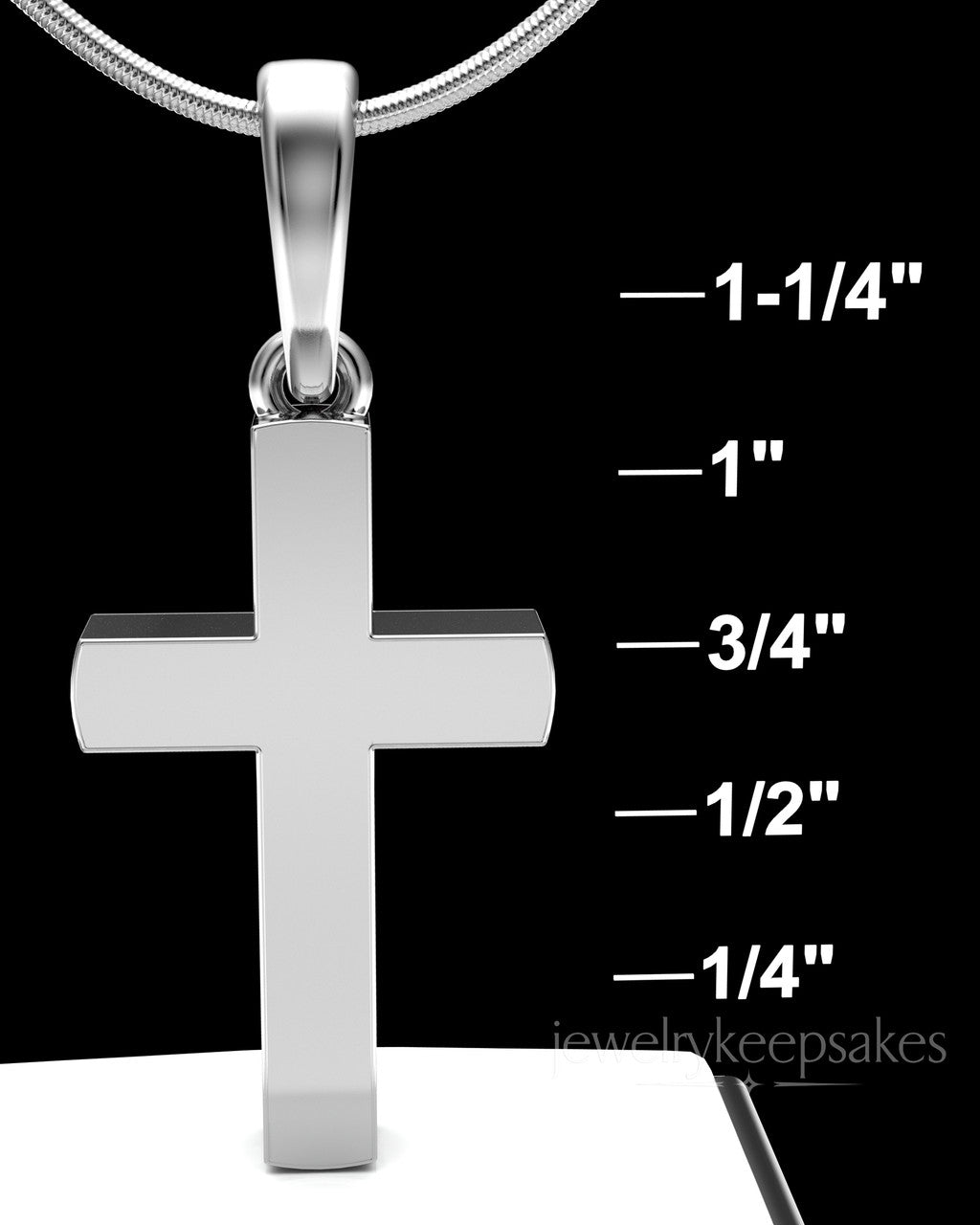 Solid 14K White Gold Memorable Cross Permanently Sealed Waterproof Cremation Pendant
