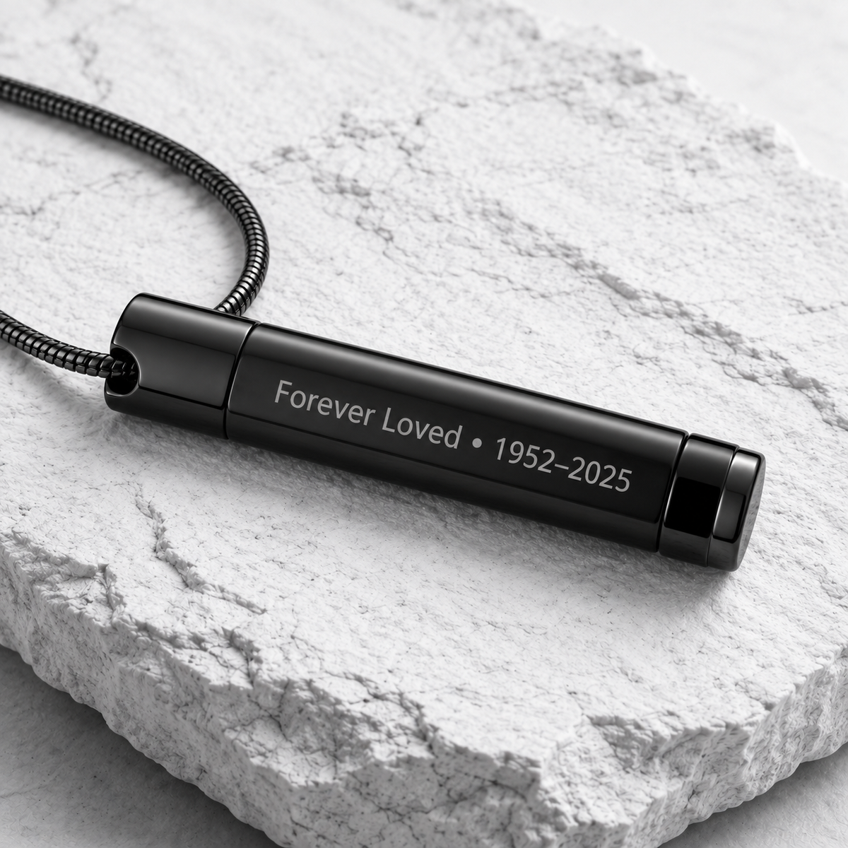 Personalized Black Cylinder Urn For Ashes With Engraving