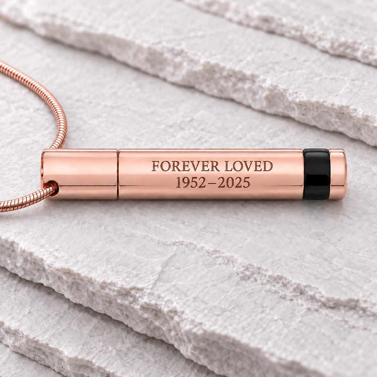 Cremains Pendant Courageous Rose Gold Plated Cylinder