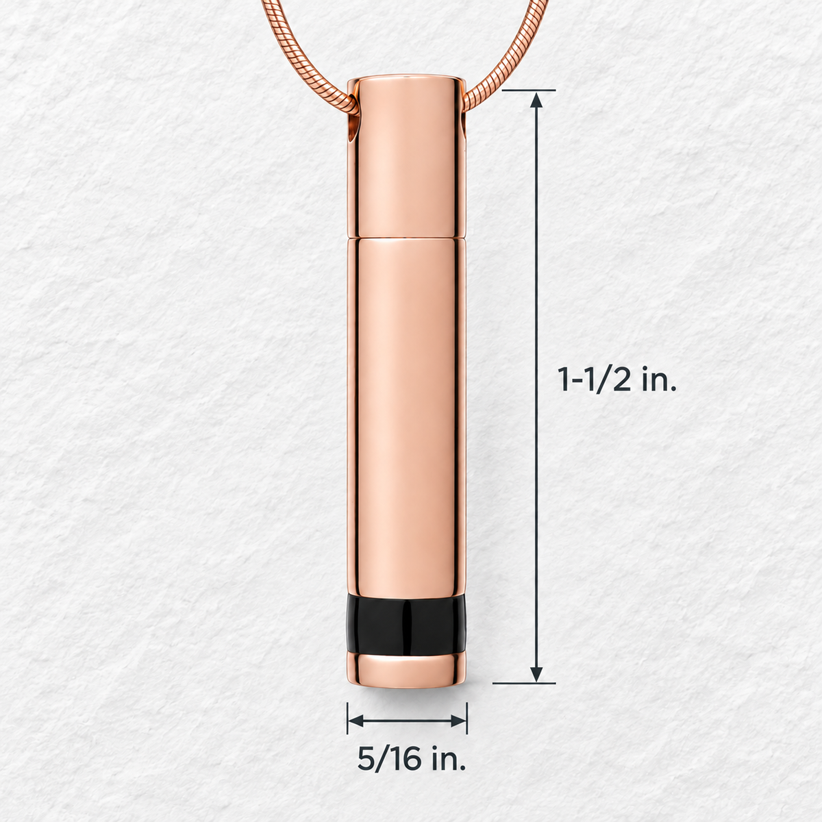 Cremains Pendant Courageous Rose Gold Plated Cylinder