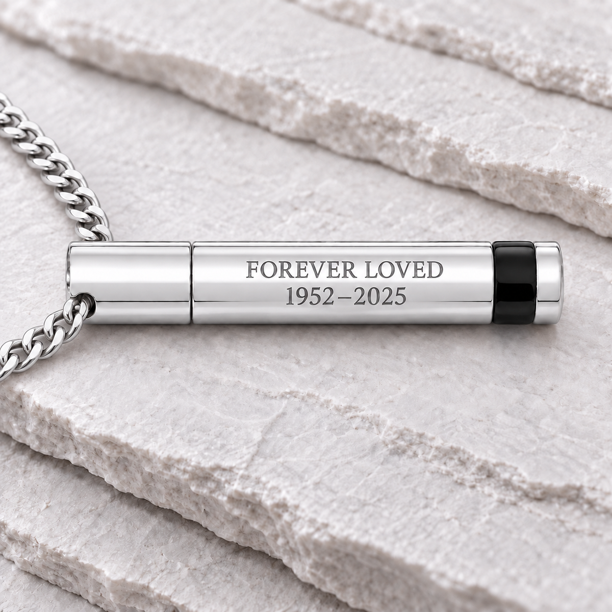 Men's Stainless Courageous Cylinder Cremation Pendant