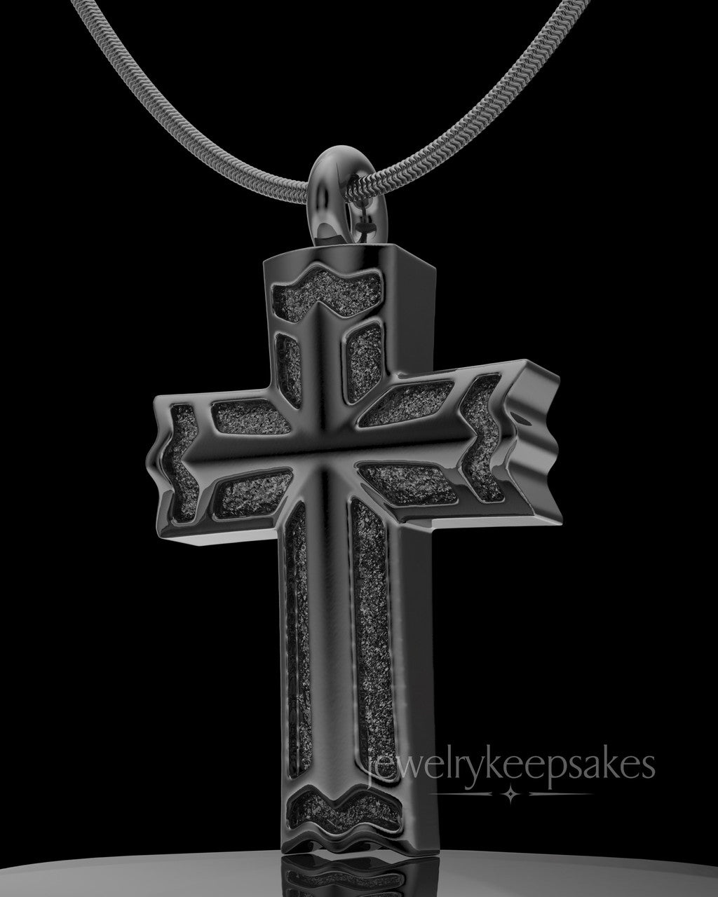 Black Plated Sterling Permanently Sealed Waterproof Jewelry Elysian Cross