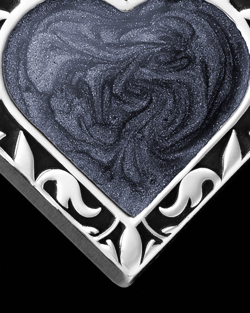 Solid 14K White Gold Paradise Heart with Graphite Ash Jewelry