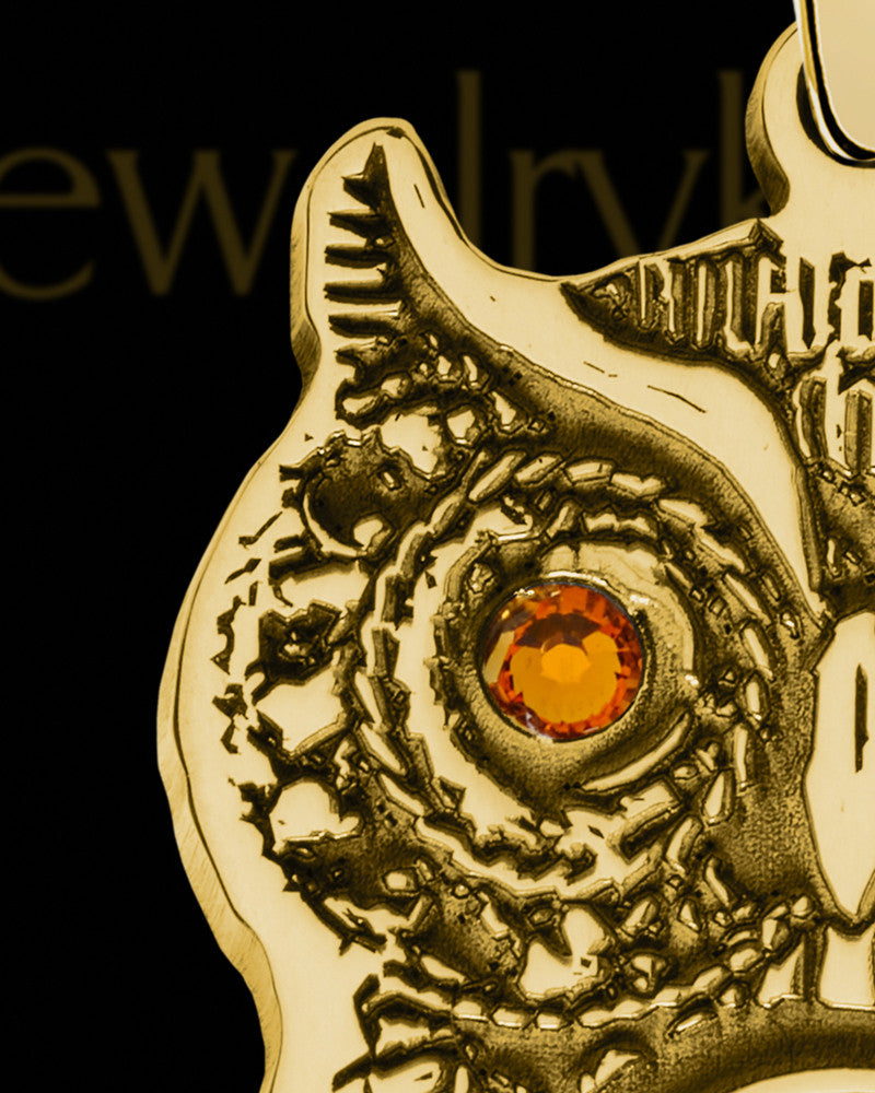 Solid 14K Gold Birthstone Owl with Sangria Ash Jewelry