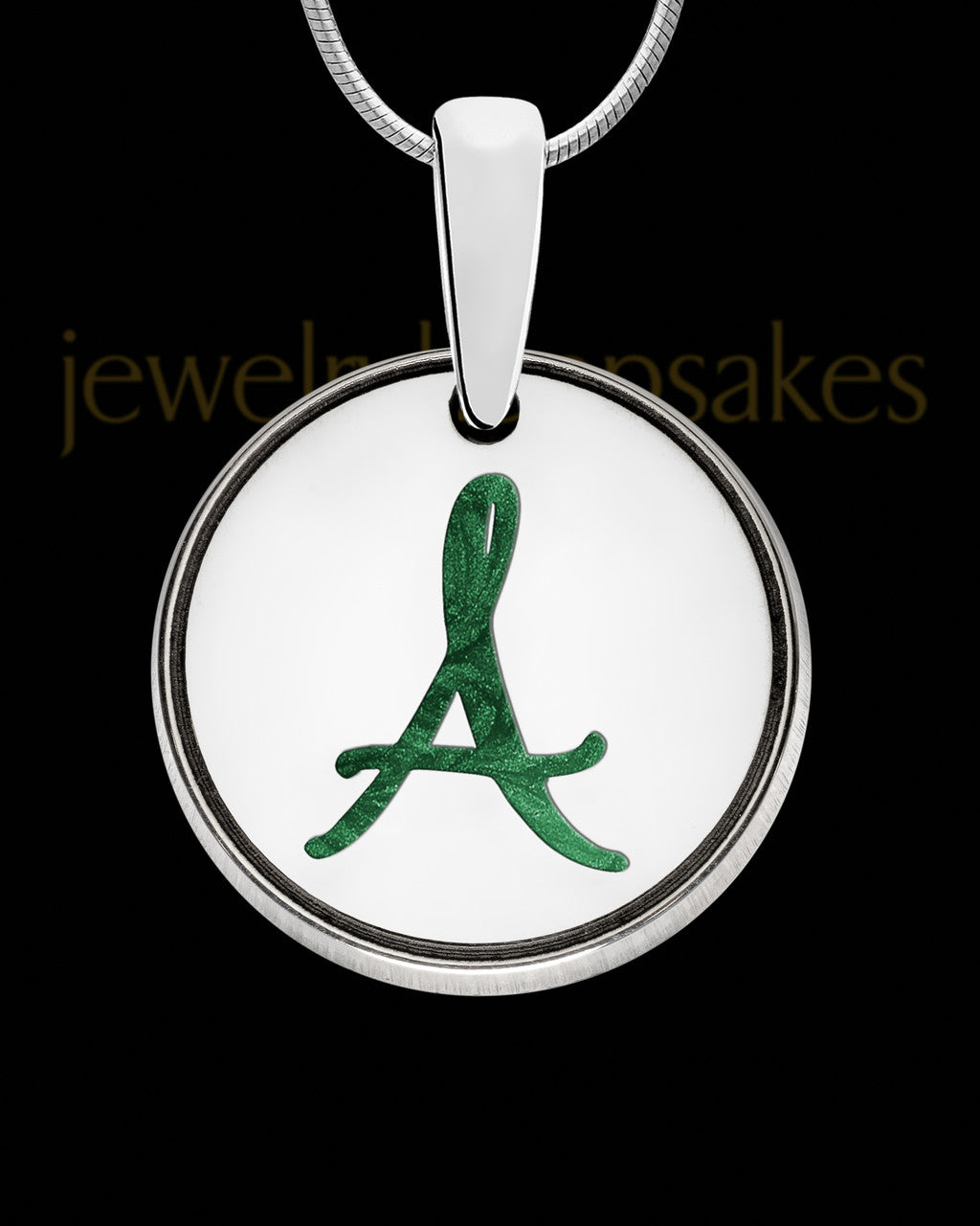 Solid 14K White Gold Alderson Round Initial Ash Jewelry