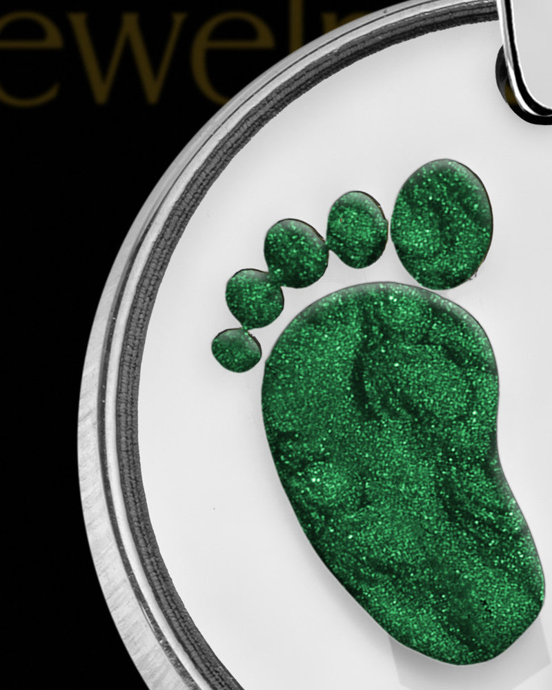 Tiny Toes Round Silver with Olive Ash Jewelry