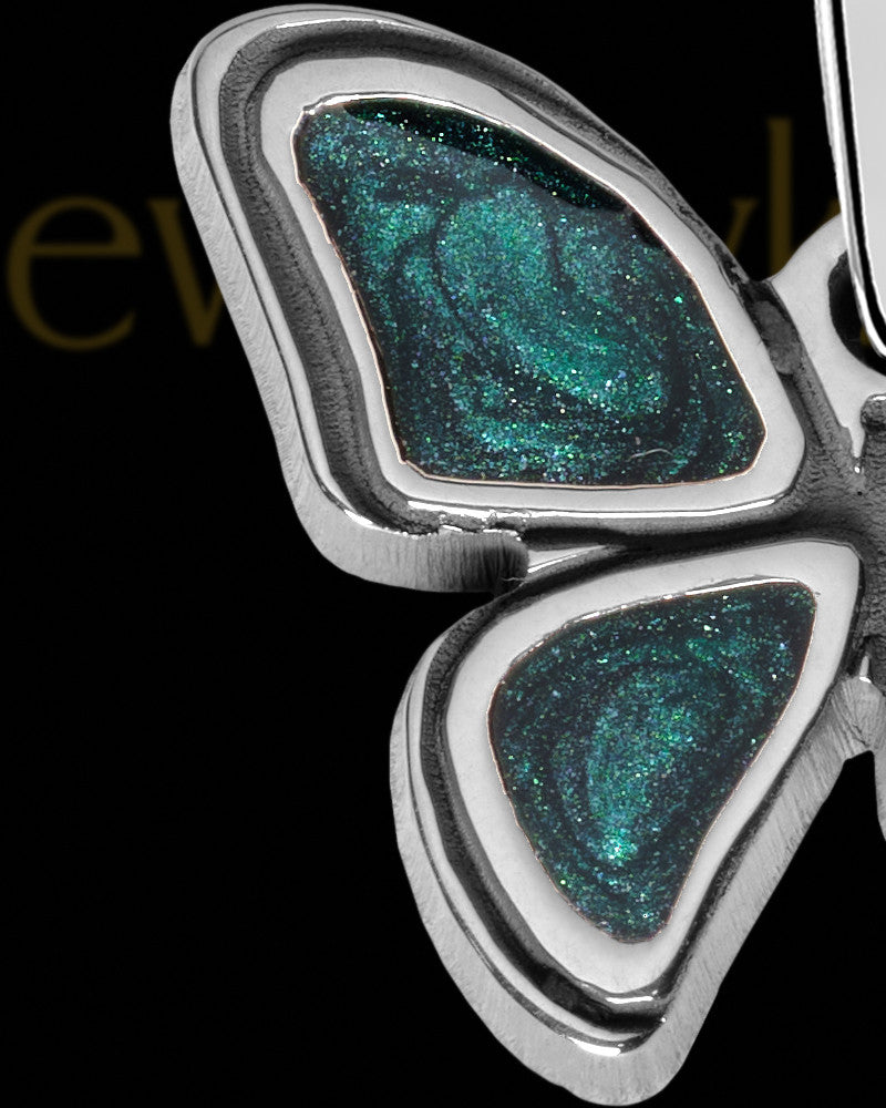 Solid 14K White Gold Pimley Butterfly Ash Jewelry