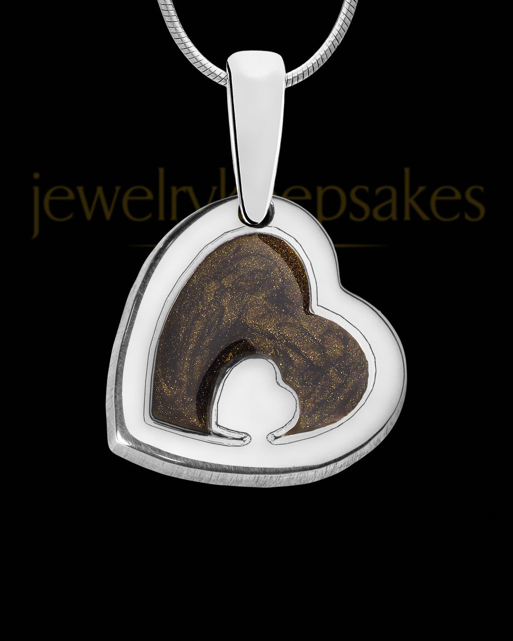 Solid 14K White Gold Heart Within Ash Jewelry