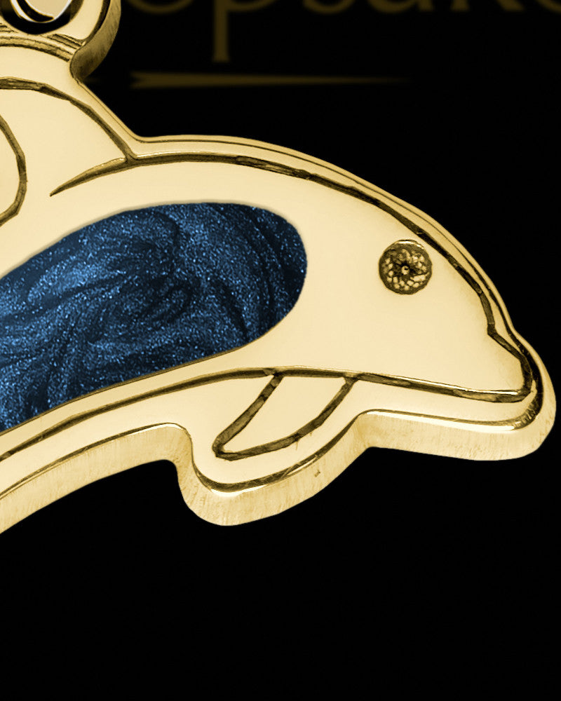 Solid 14K Gold Dainty Dolphin with Indigo Ash Jewelry