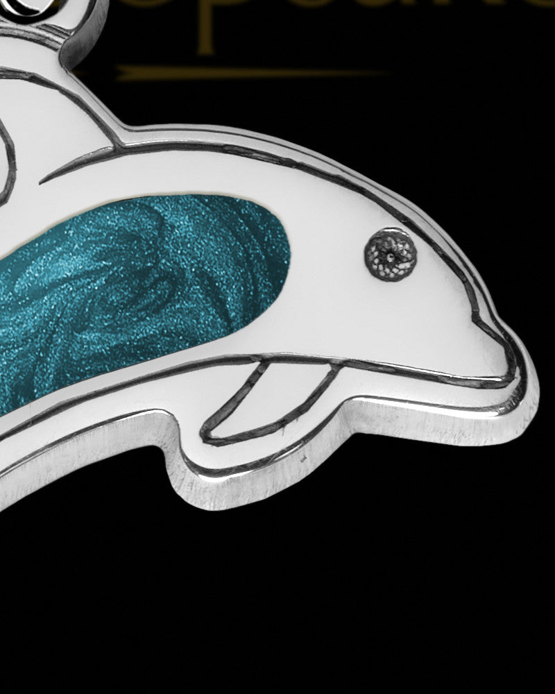 Dainty Dolphin Silver with Teal Ash Jewelry