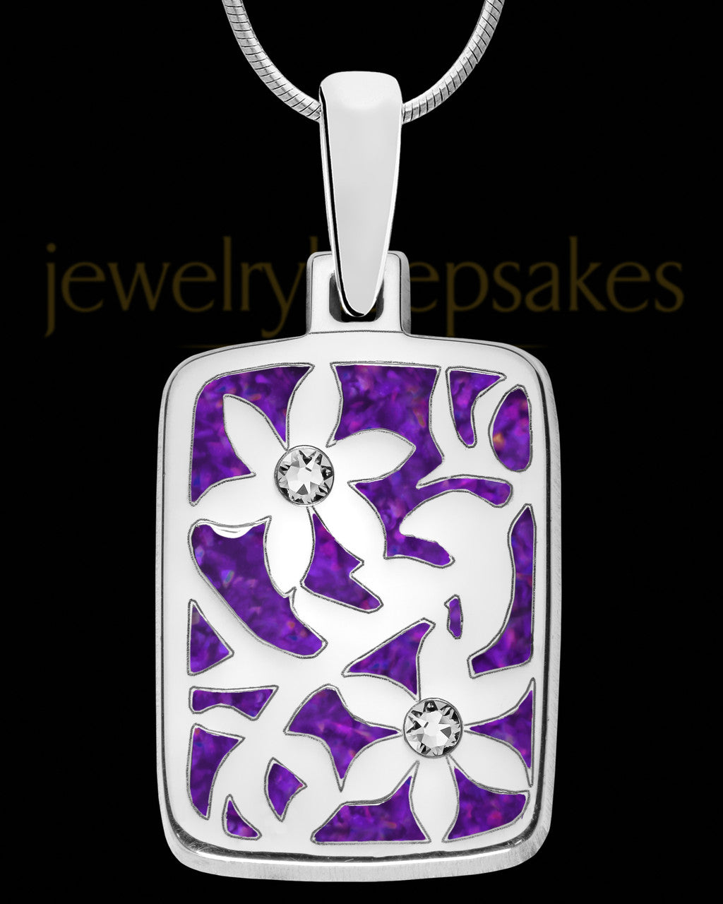 Solid 14K White Gold Abundance Rectangle Ash Jewelry