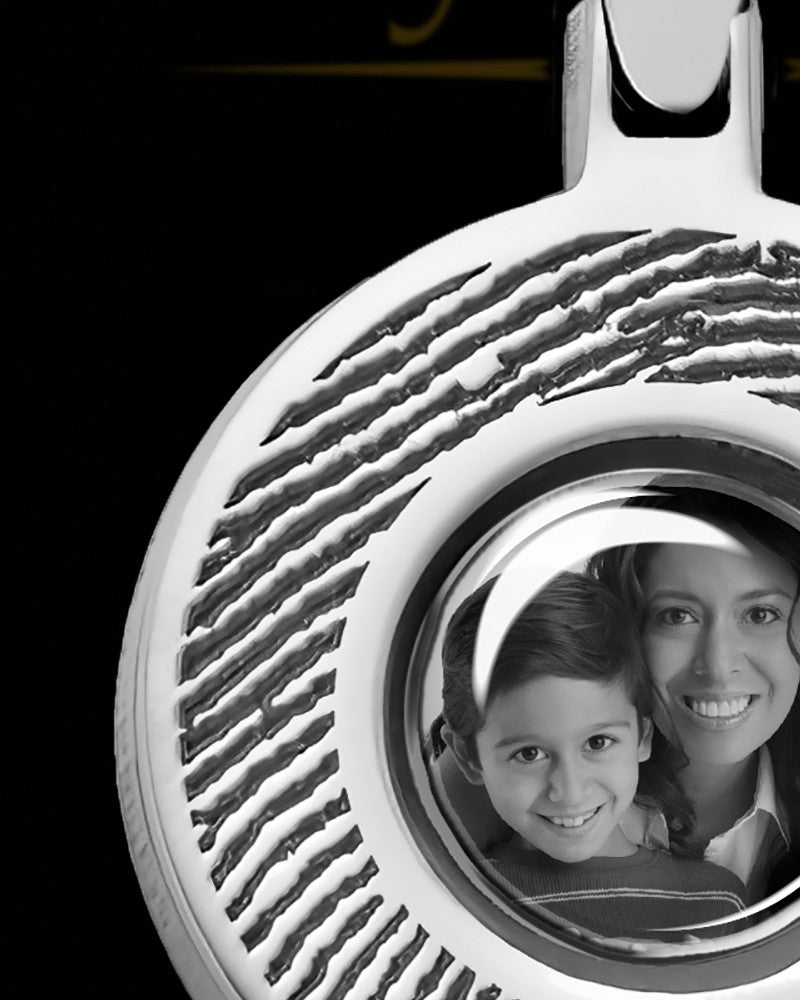 Sterling Silver Photo Round Thumbprint Pendant