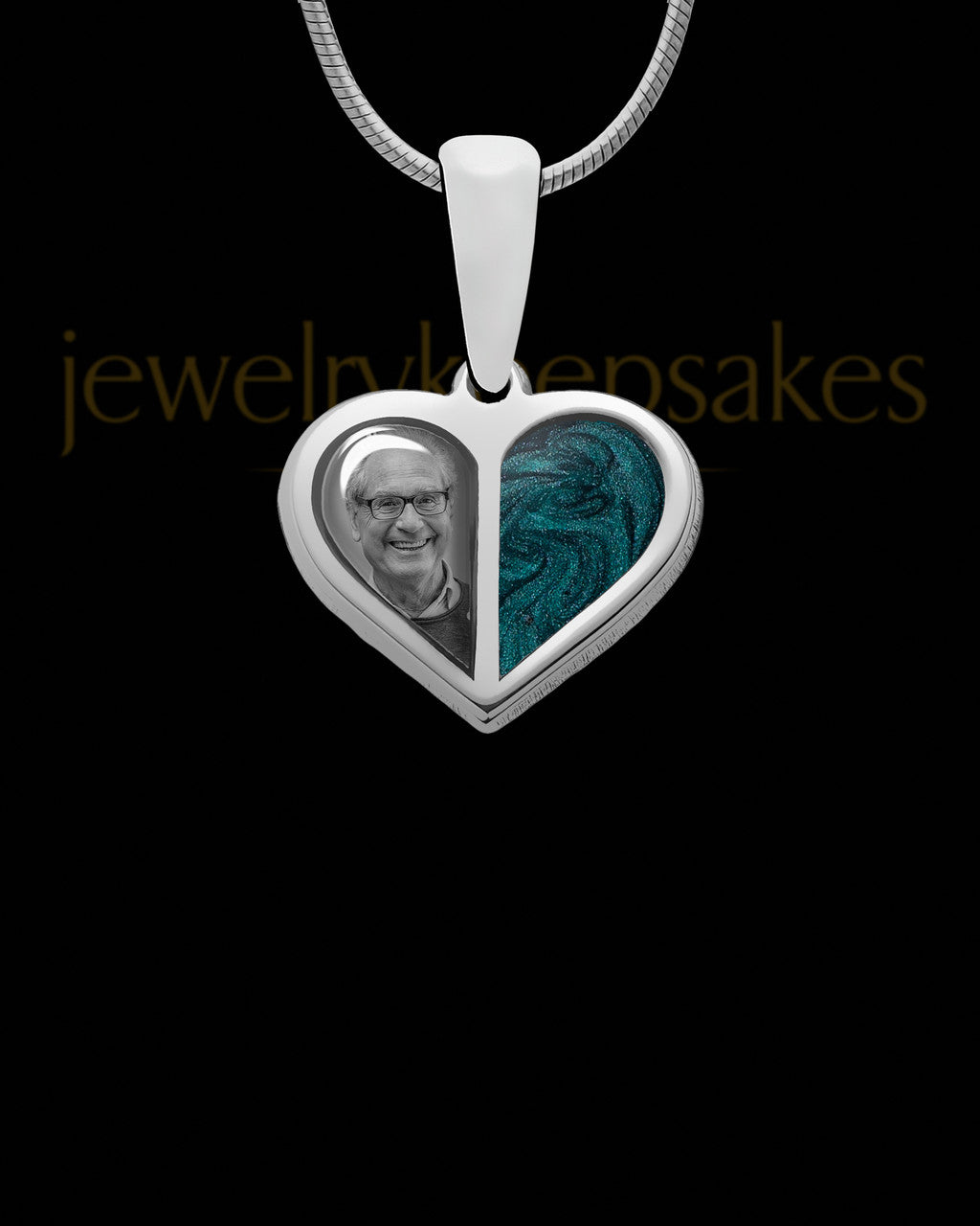 Sterling Silver Photo Split Heart with Borealis Ash Jewelry