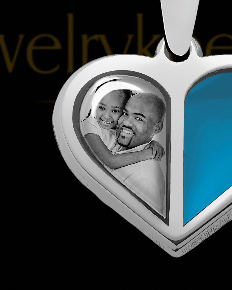 Sterling Silver Photo Split Heart with Beryl Ash Jewelry