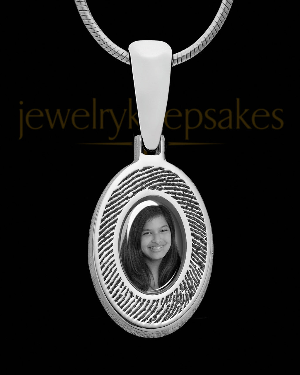 Sterling Silver Photo Oval Thumbprint Pendant