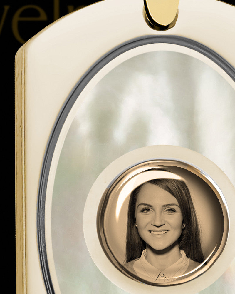 14K Gold Photo Dog Tag with Flaxen Ash Jewelry