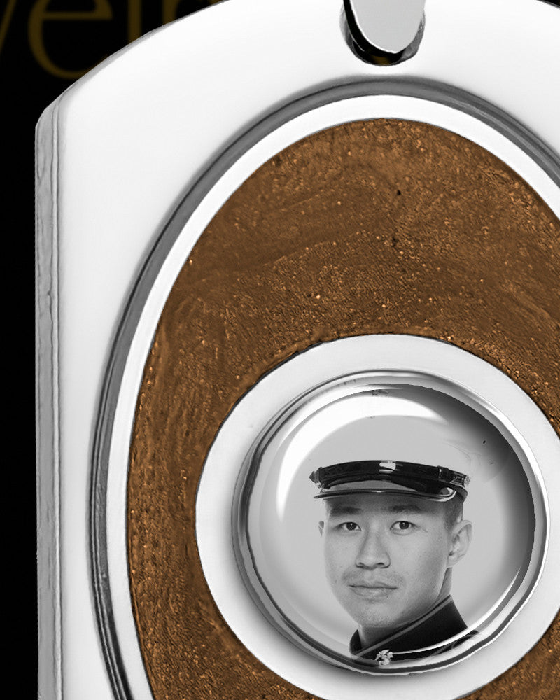 Sterling Silver Photo Dog Tag with Espresso Ash Jewelry