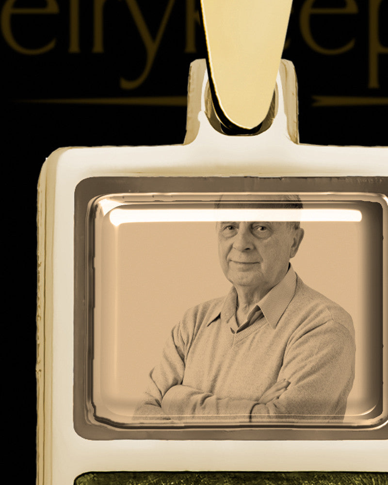 14K Gold Photo Rectangle with Spruce Ash Jewelry