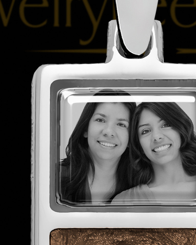 Sterling Silver Photo Rectangle with Driftwood Ash Jewelry