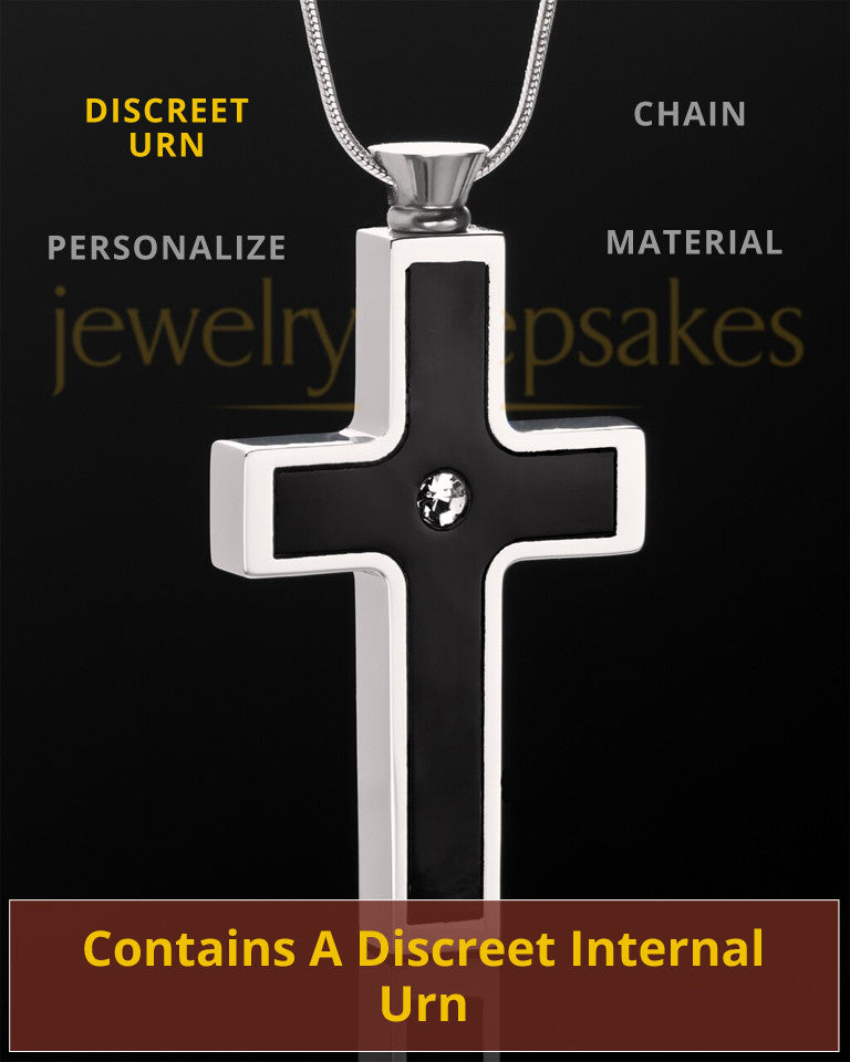 Custom Black Cross Pendant Necklace in Stainless Steel