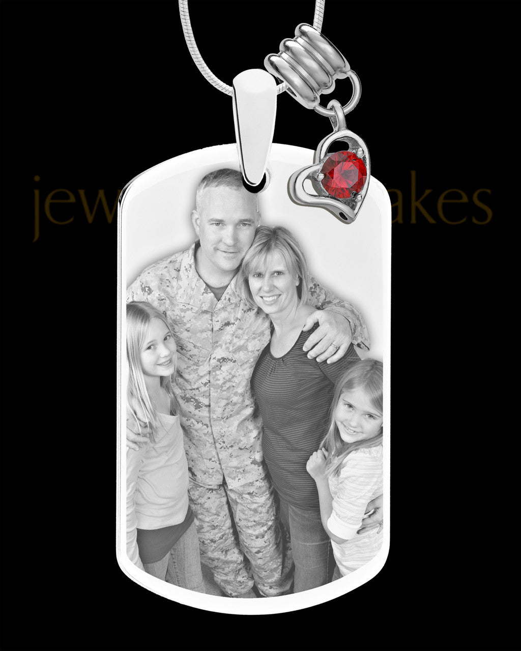 January Photo Engraved Stainless Steel Dog Tag Pendant With Chain