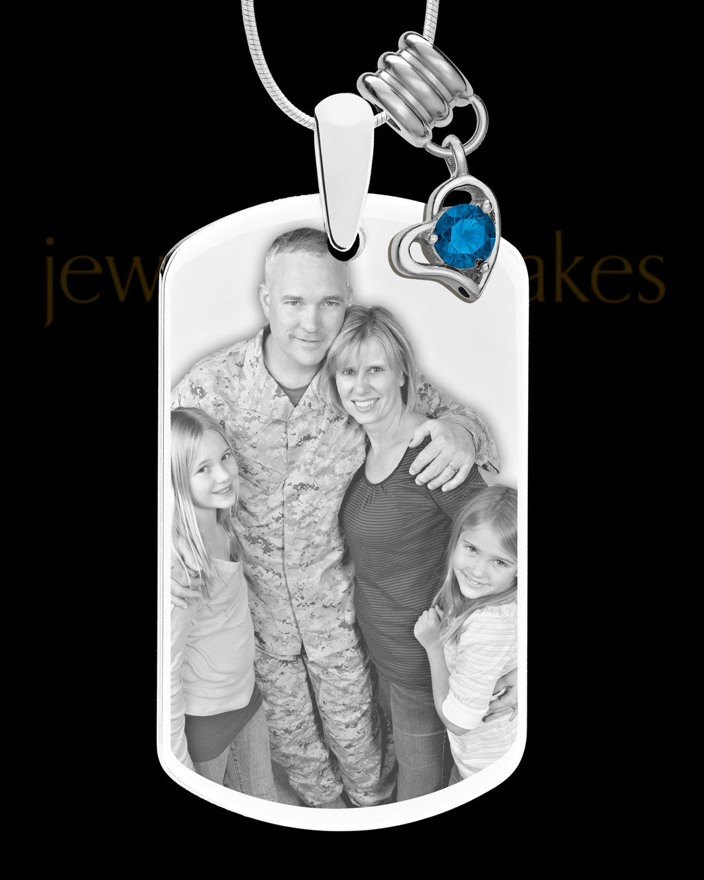 September Photo Engraved Stainless Steel Dog Tag Pendant With Chain