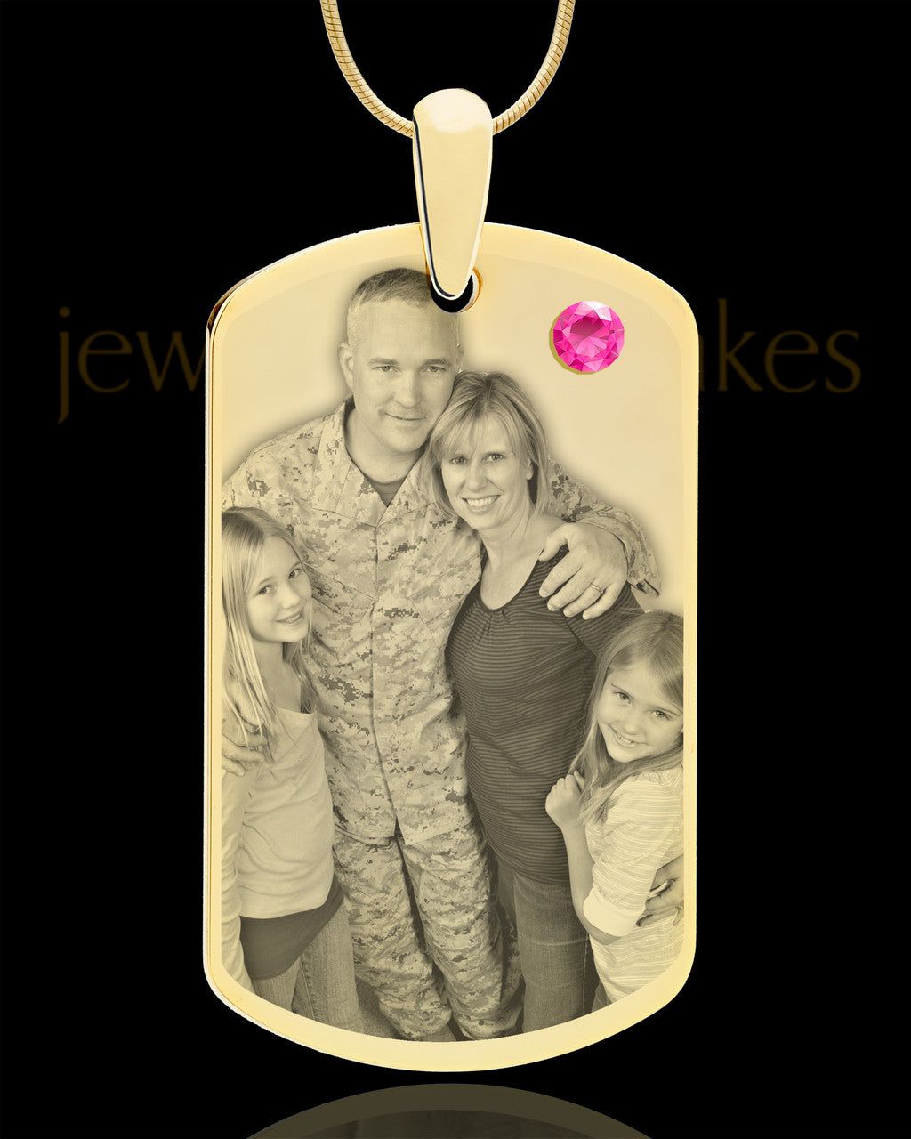 October Gold Dog Tag Photo Pendant
