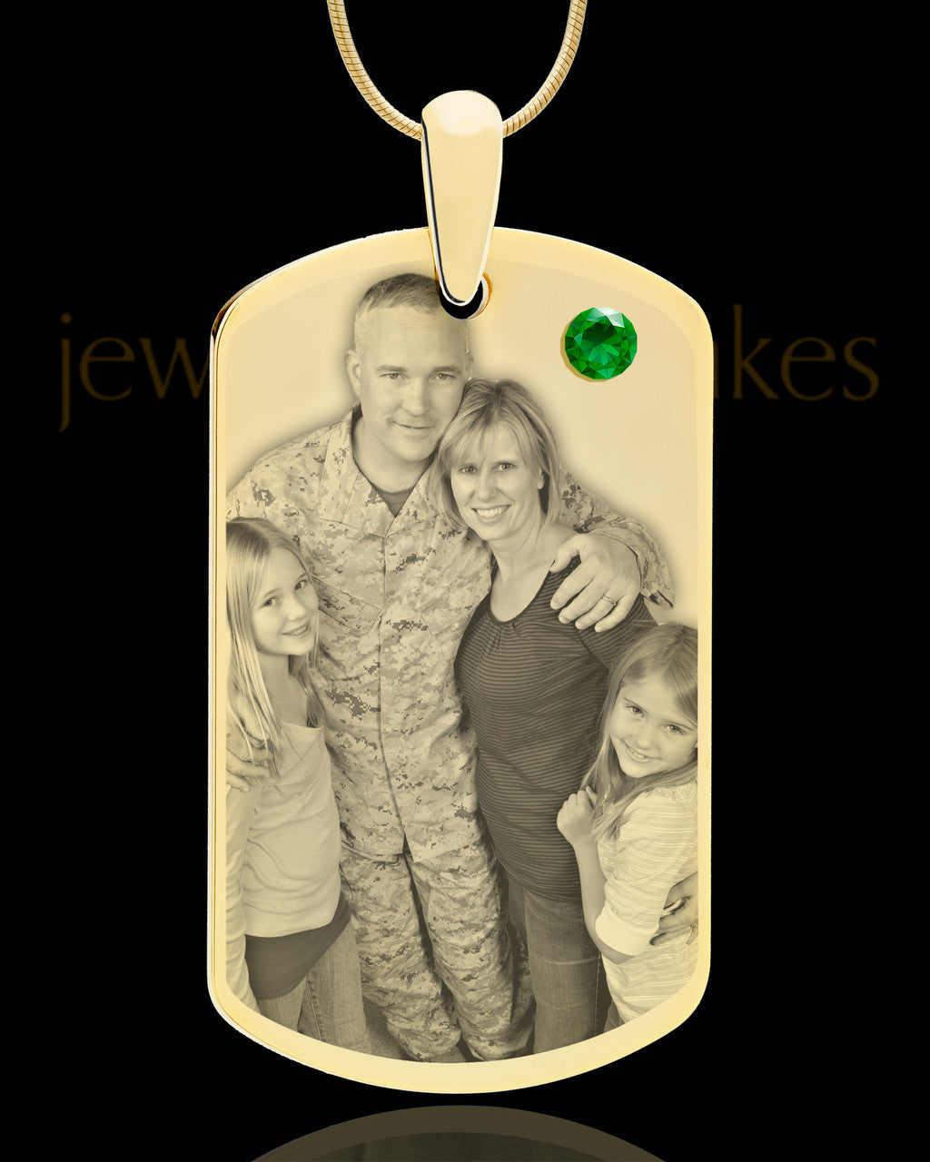 May Gold Dog Tag Photo Pendant