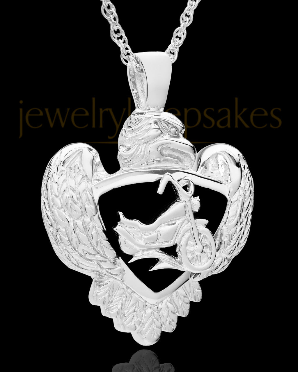Cycle Heart Cremation Pendant in 14K White Gold