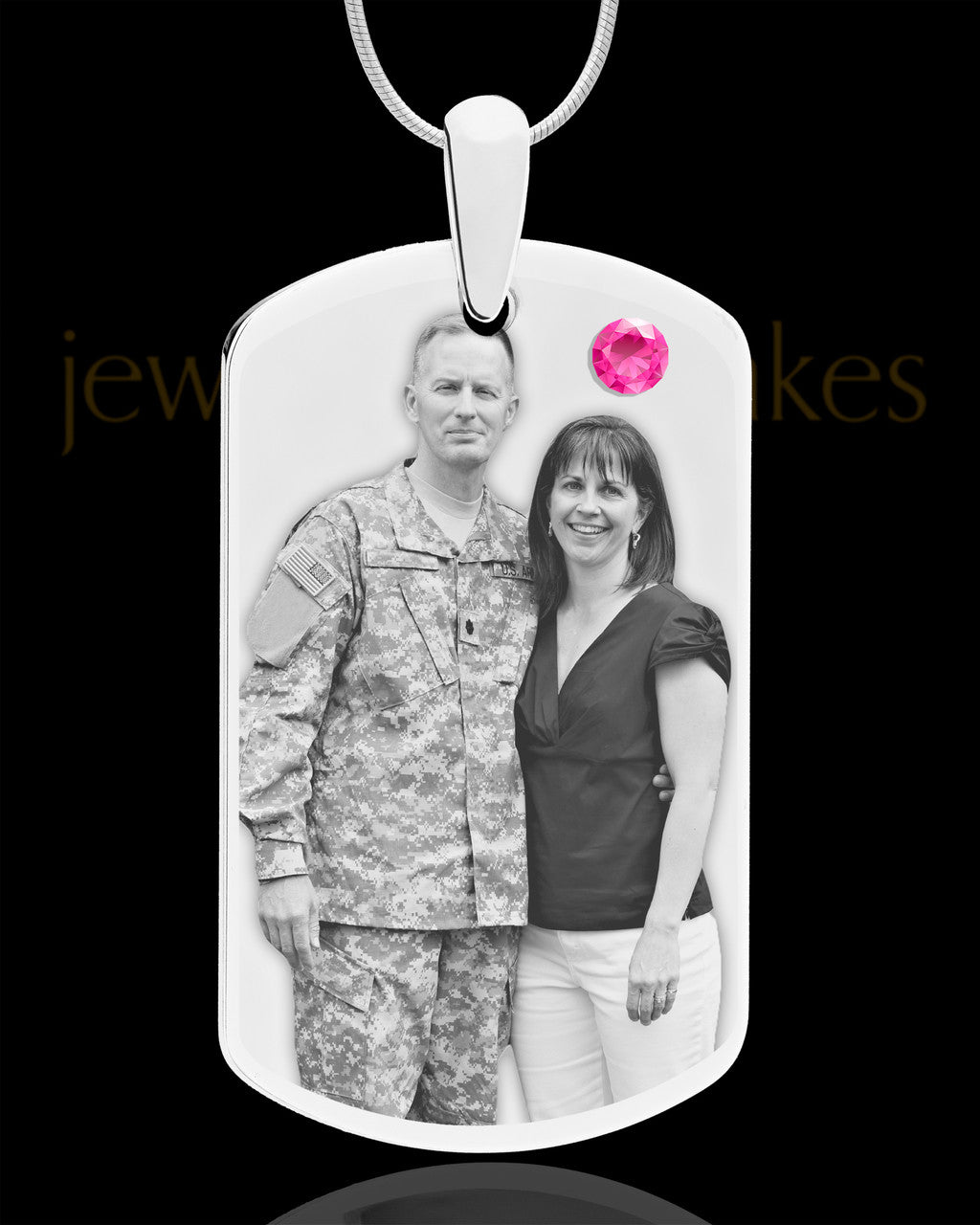 October Birthstone Dog Tag Stainless Photo Pendant