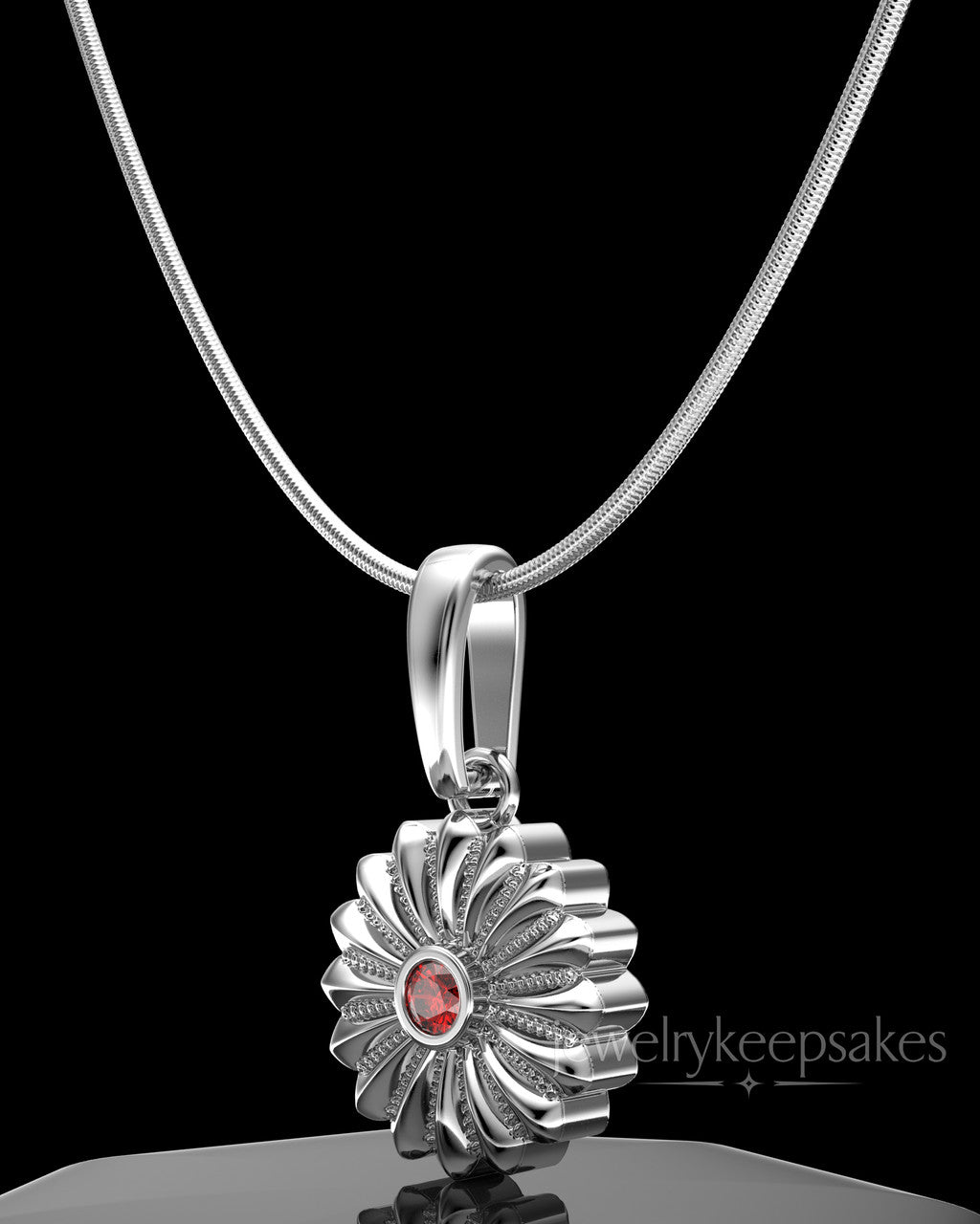 Sterling Silver Daisy Birthstone Permanently Sealed Waterproof Keepsake Jewelry
