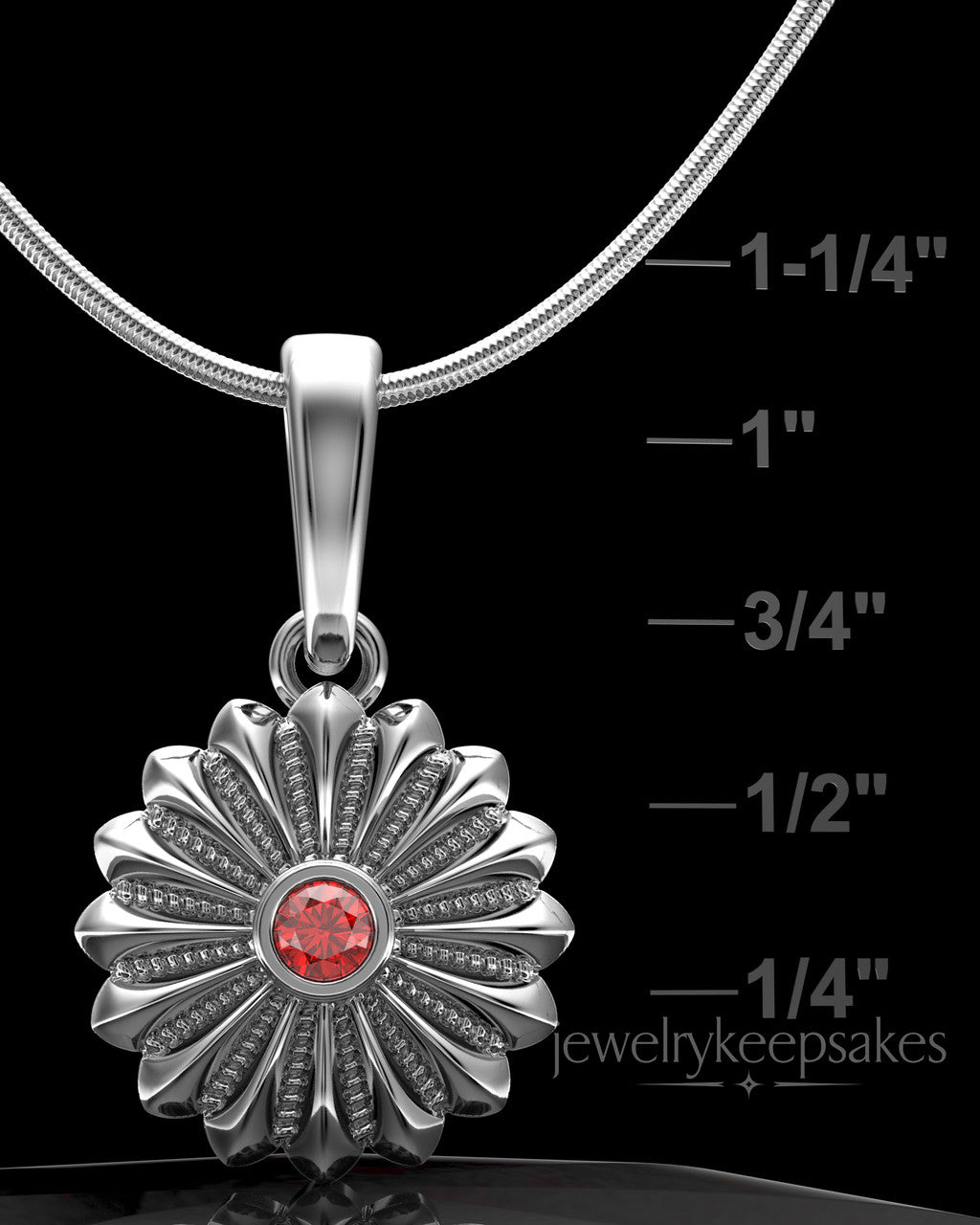 Solid 14K White Gold Daisy Birthstone Permanently Sealed Waterproof Jewelry
