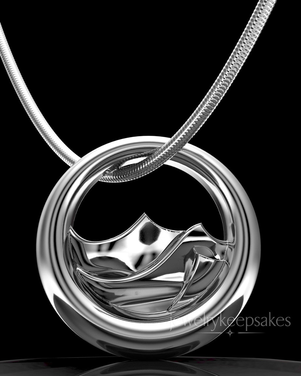 Solid 14k White Gold Mountains of Memories Permanently Sealed Waterproof Jewelry