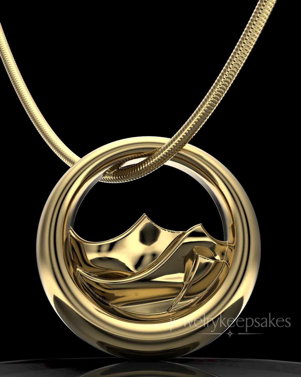 Gold Plated Mountains of Memories Permanently Sealed Waterproof Jewelry