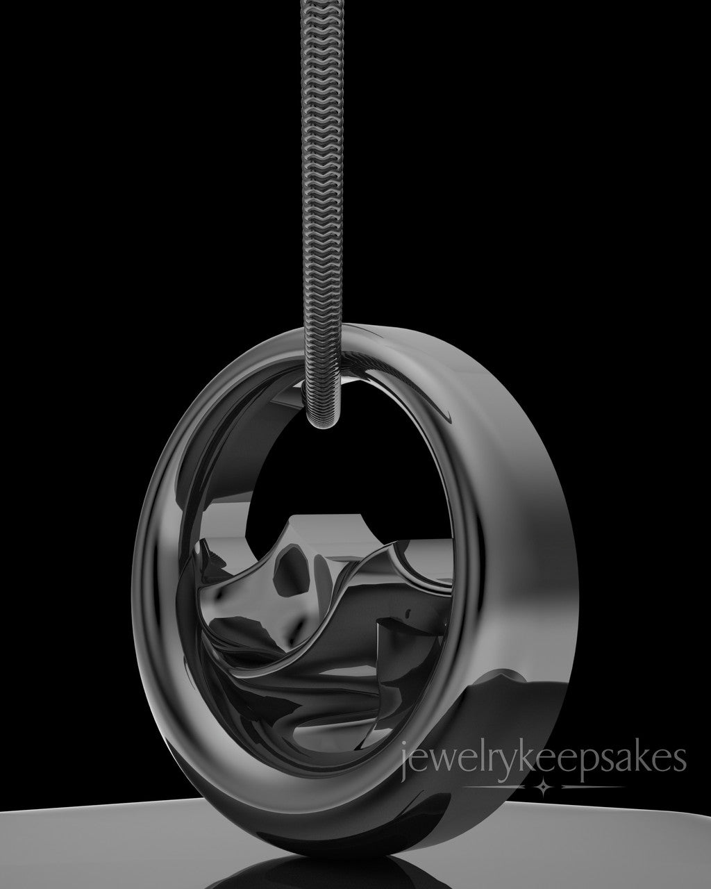 Black Plated Mountains of Memories Permanently Sealed Waterproof Jewelry