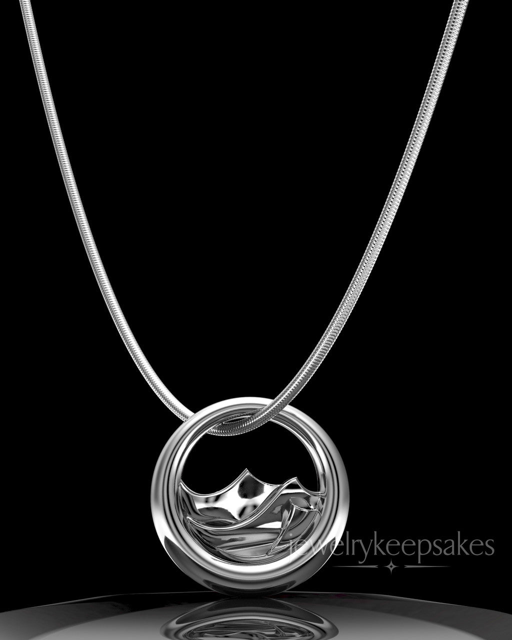 Solid 14k White Gold Mountains of Memories Permanently Sealed Waterproof Jewelry