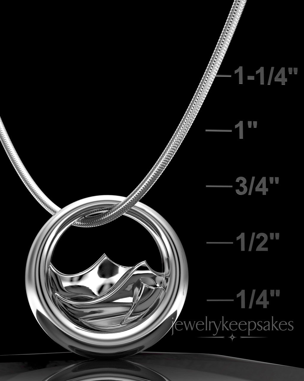 Solid 14k White Gold Mountains of Memories Permanently Sealed Waterproof Jewelry