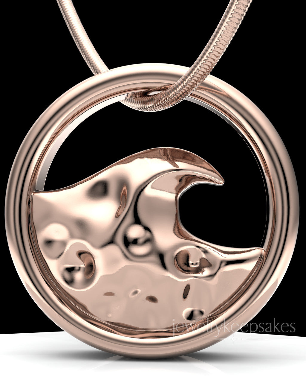 Rose Gold Plated Ocean Waves Permanently Sealed Waterproof Keepsake Jewelry