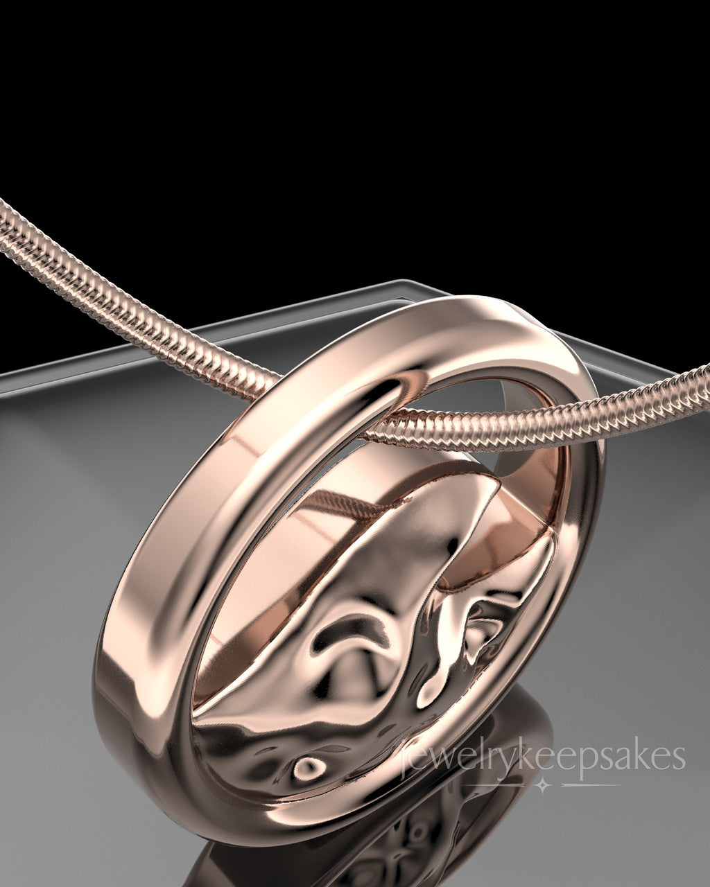 Rose Gold Plated Ocean Waves Permanently Sealed Waterproof Keepsake Jewelry