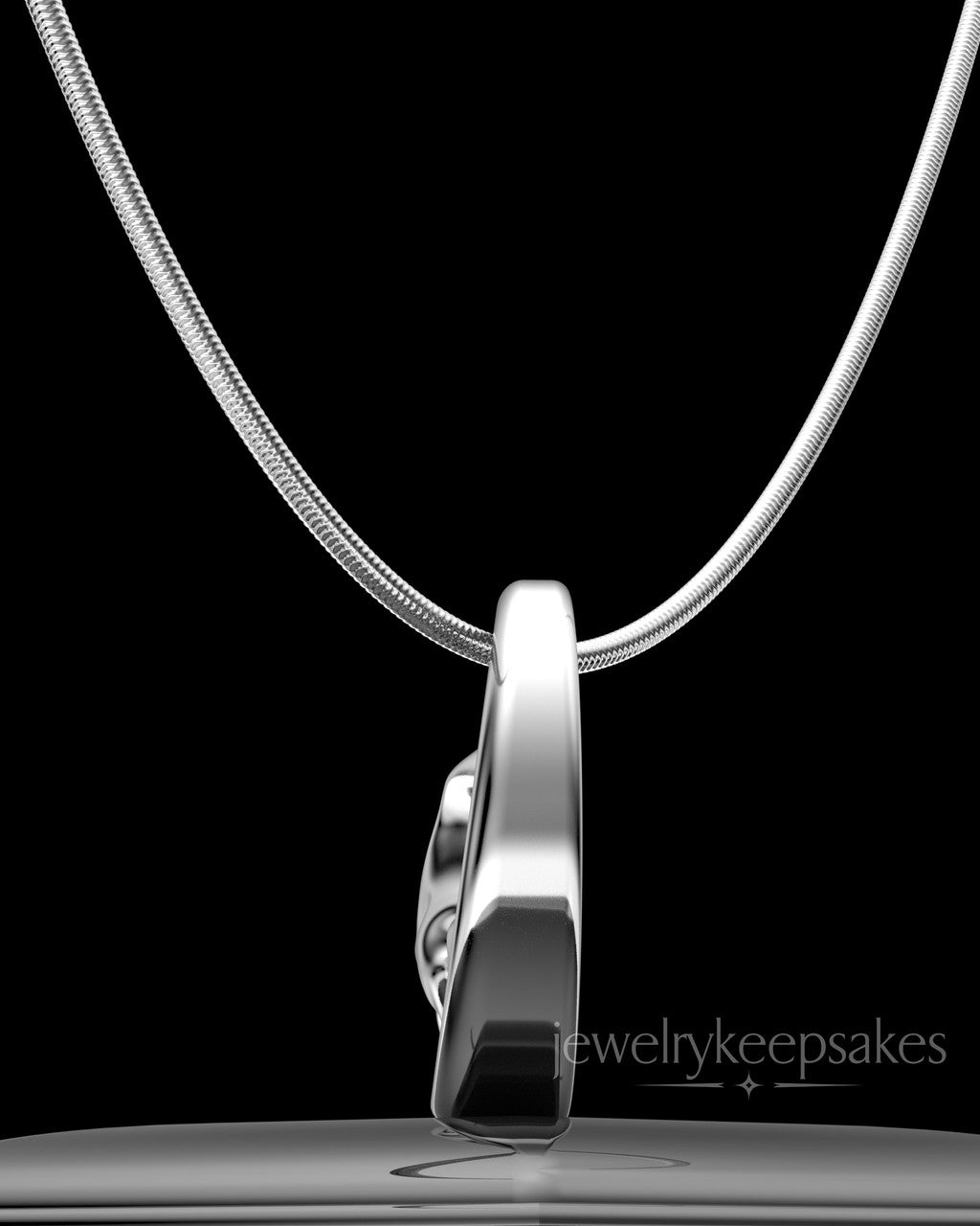 Solid 14K White Gold Ocean Waves Permanently Sealed Waterproof Keepsake Jewelry
