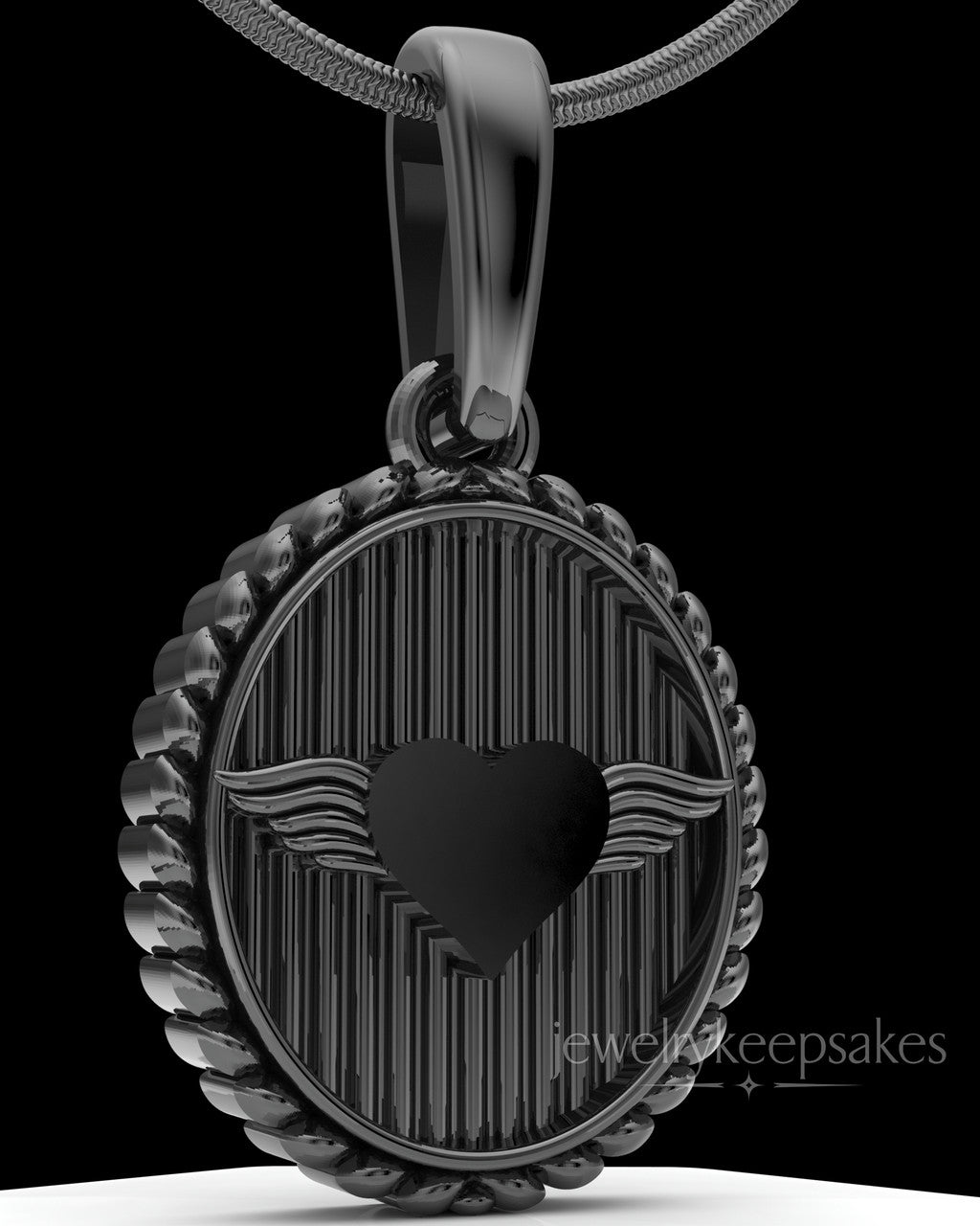 Black Plated Oval In Love Permanently Sealed Waterproof Keepsake Jewelry