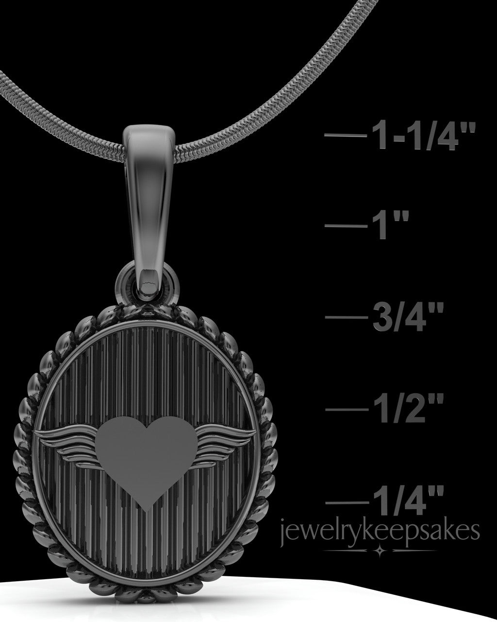 Black Plated Oval In Love Permanently Sealed Waterproof Keepsake Jewelry