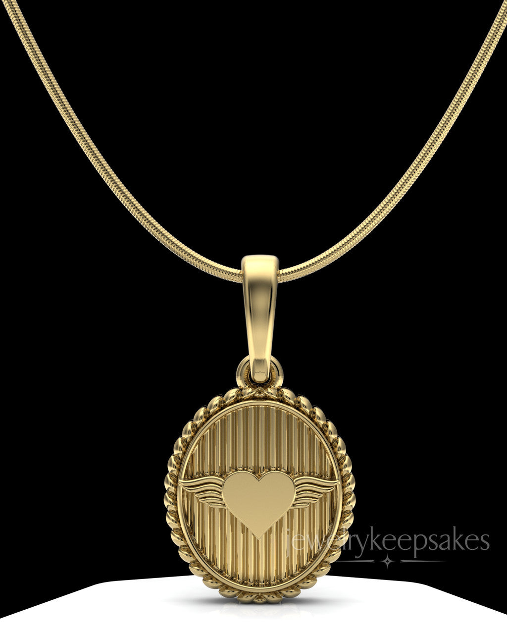 Gold Plated Oval In Love Permanently Sealed Waterproof Keepsake Jewelry