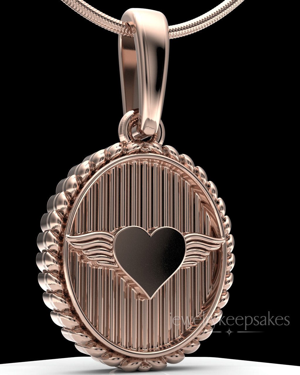 Rose Gold Plated Oval In Love Permanently Sealed Waterproof Keepsake Jewelry