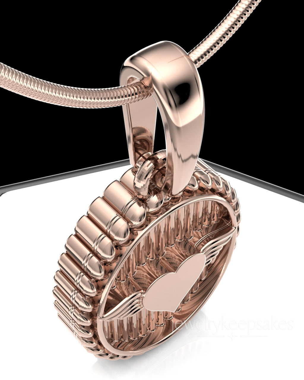 Rose Gold Plated Oval In Love Permanently Sealed Waterproof Keepsake Jewelry
