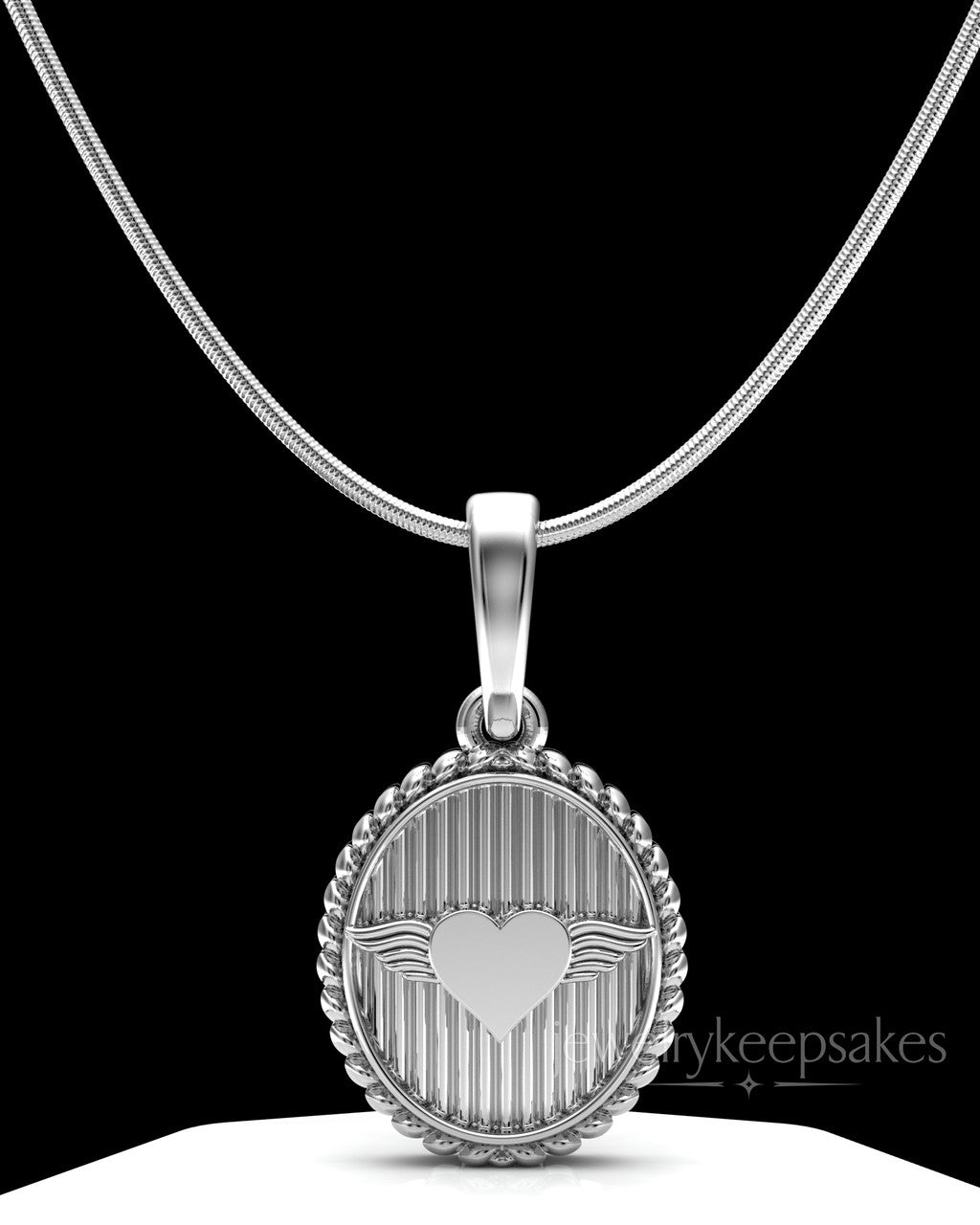 Sterling Silver Oval In Love Permanently Sealed Waterproof Keepsake Jewelry