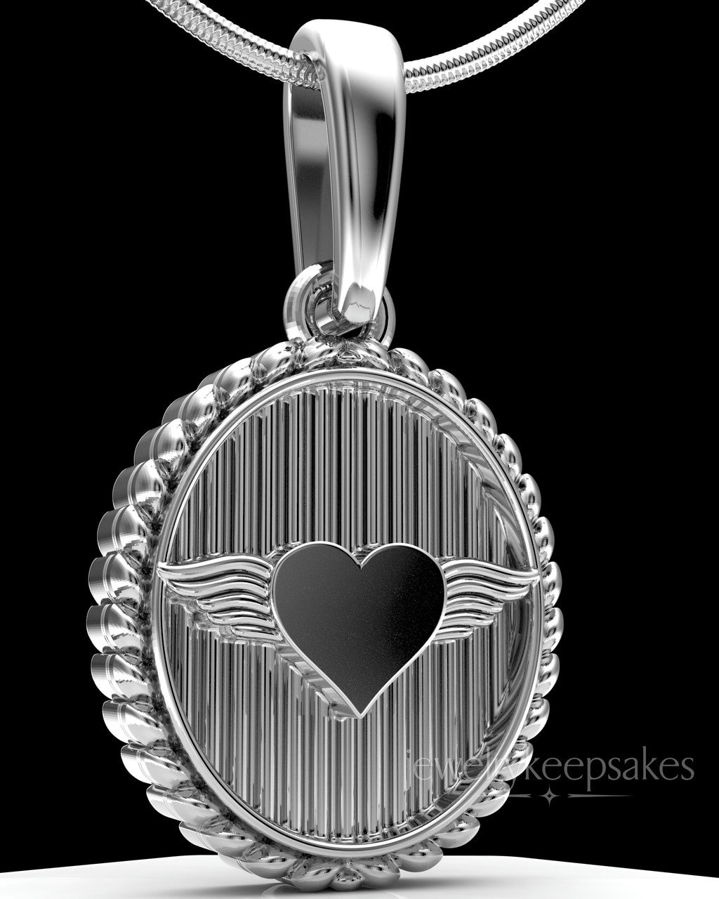 Sterling Silver Oval In Love Permanently Sealed Waterproof Keepsake Jewelry
