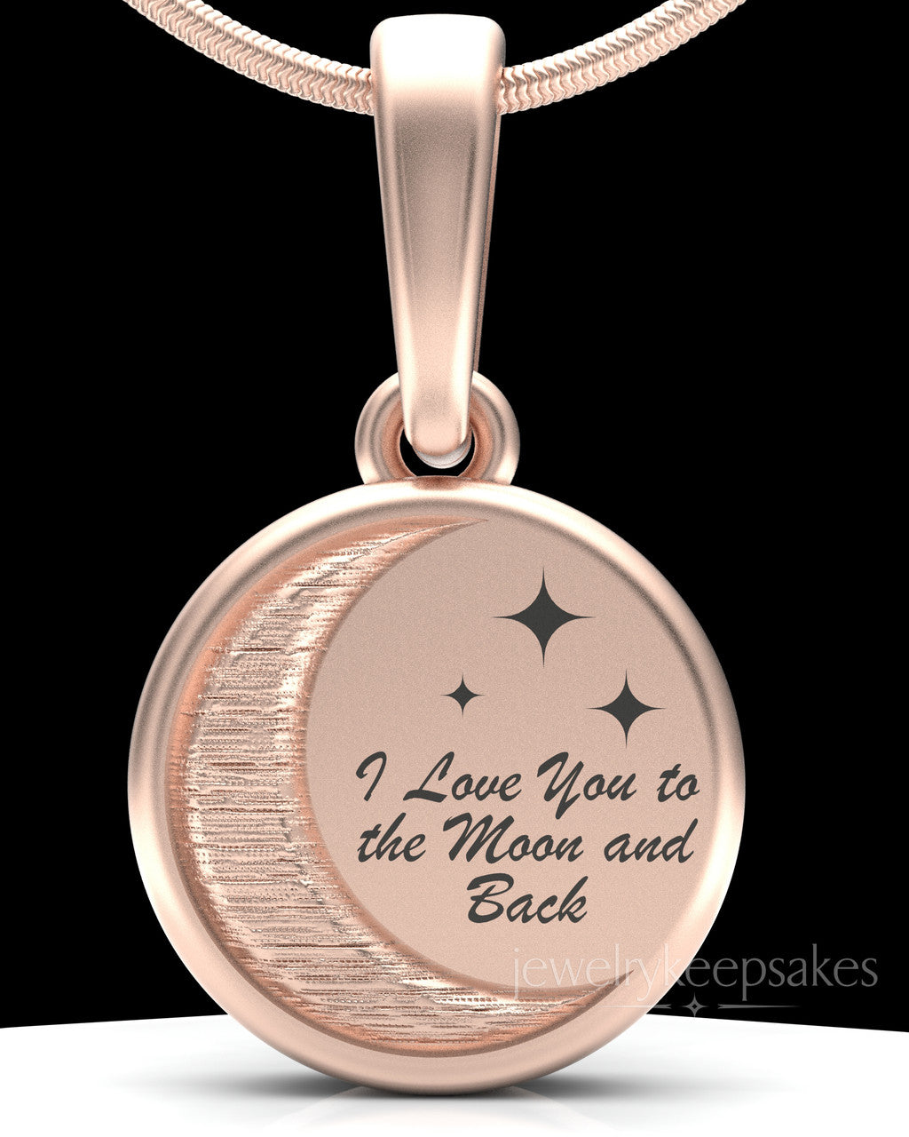Rose Gold Plated Moon and Back Permanently Sealed Waterproof Keepsake Jewelry