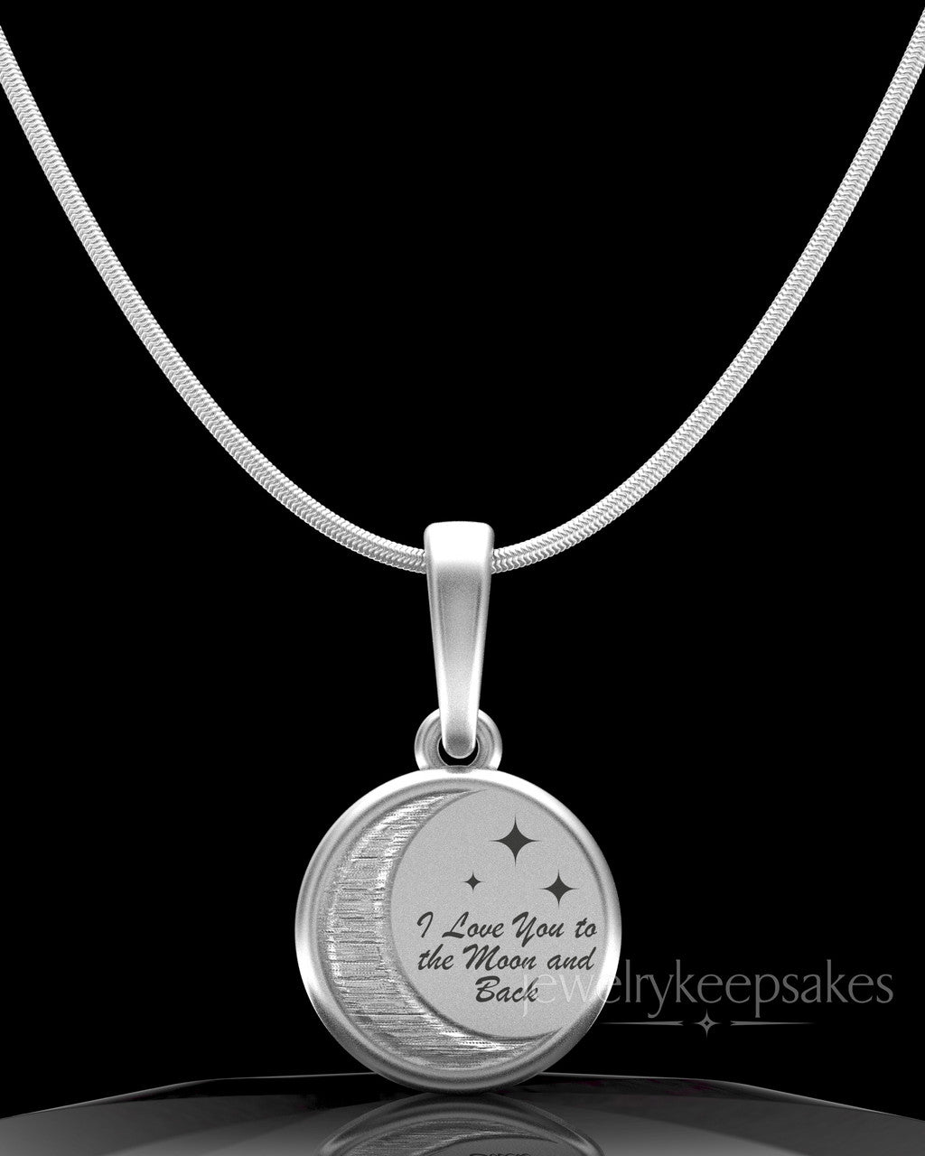 Solid 14k White Gold Moon and Back Permanently Sealed Waterproof Keepsake Jewelry