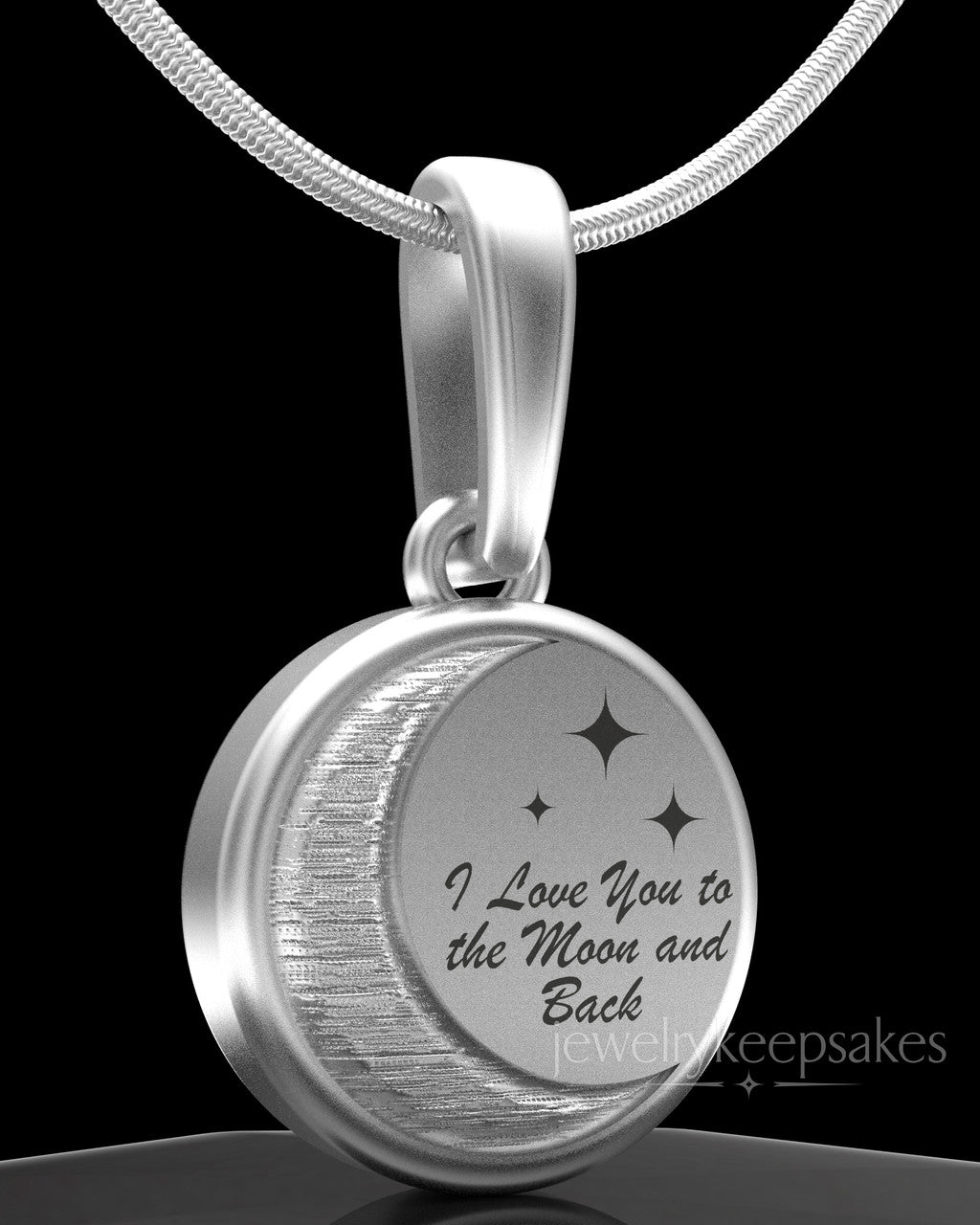 Solid 14k White Gold Moon and Back Permanently Sealed Waterproof Keepsake Jewelry